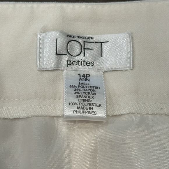 LOFT Women's Wide Leg Rolled Up Hem Trouser Pants Ivory Size 14P - Picture 7 of 7